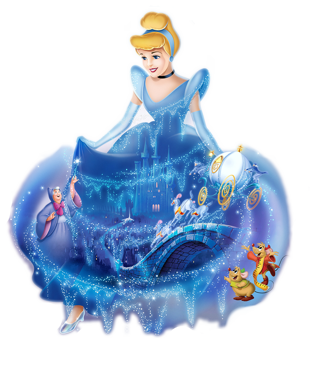 Princesa con vestido azul de gala